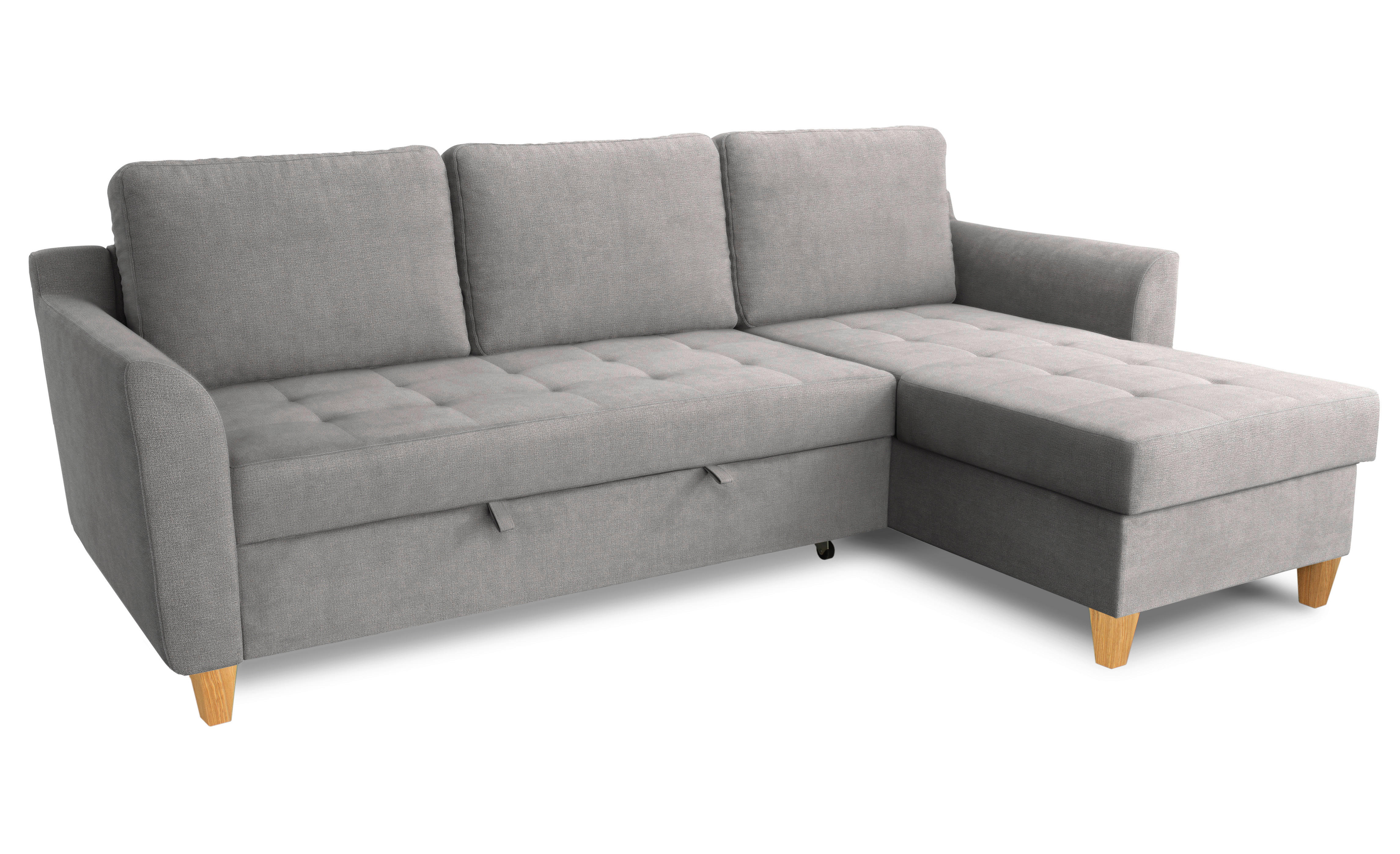 Thumbnail - Ecksofa mit Bettfunktion und Bettkasten Ashgrey Microfaser B/H/T: ca. 231x86x150 cm