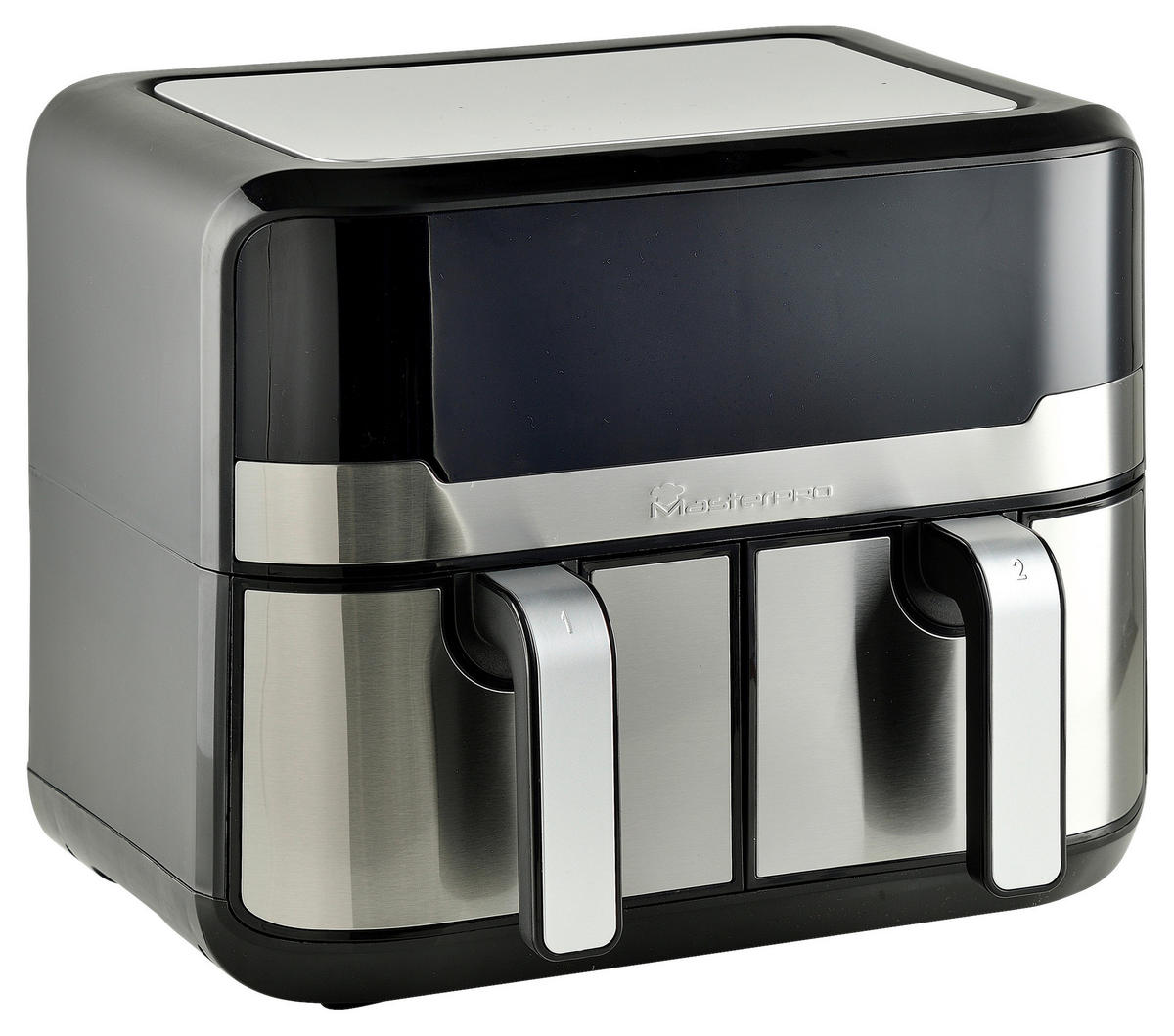 MASTERPRO Heißluftfritteuse Doppelbehälter BGMP-9178-BK silber Metall B/H/T: ca. 45x35,5x38 cm ca. 9 l Rocket duo 900 BGMP-9178-BK - schwarz/silber (45,00/35,50/38,00cm) - MASTERPRO