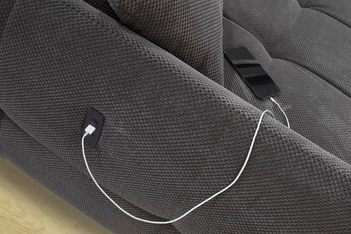 Ecksofa grau Kord B/H/T: ca. 260x106x191 cm Zoom_Ecksofa - schwarz/grau (260,00/106,00/191,00cm)