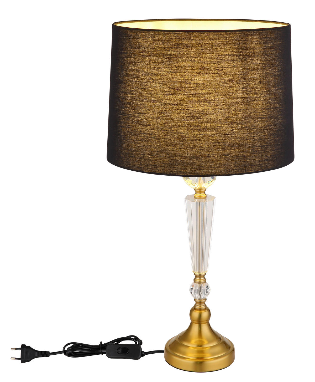 GLOBO Tischleuchte ARRO 24146B champagner schwarz messing Metall Textil Kunststoff H/D: ca. 66x35 cm E27 1 Brennstellen ARRO - messing/champagner (35,00/66,00cm) - GLOBO