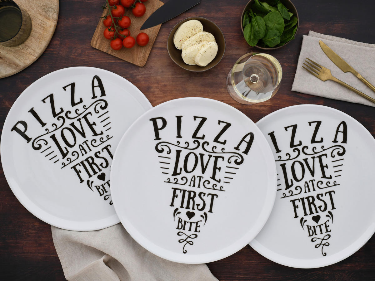 CreaTable Pizzateller-Set Europa weiß Porzellan D: ca. 33 cm Europa - weiß (33,00cm) - CreaTable