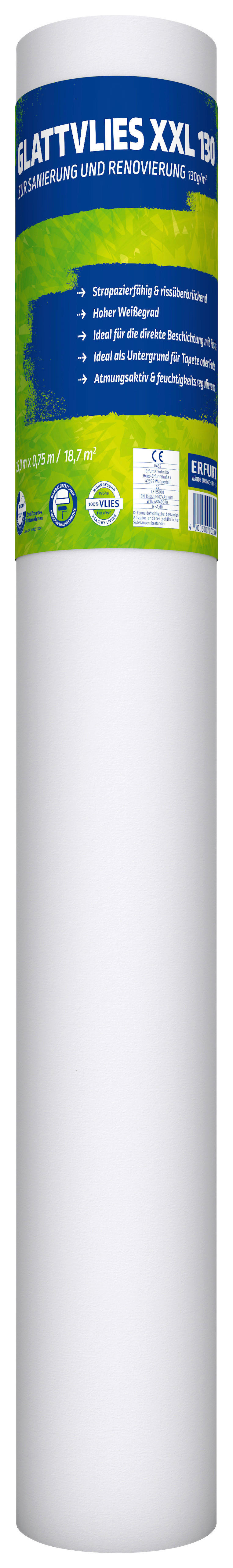 Erfurt Glattvlies weiß B/L: ca. 75x2500 cm Glattvlies_XXL130 - weiß (75,00/2500,00cm) - Erfurt
