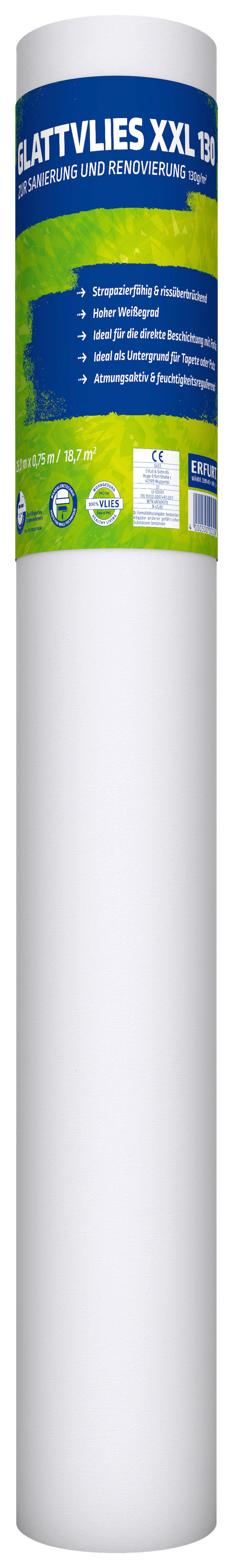 Erfurt Glattvlies weiß B/L: ca. 75x2500 cm Glattvlies_XXL130 - weiß (75,00/2500,00cm) - Erfurt