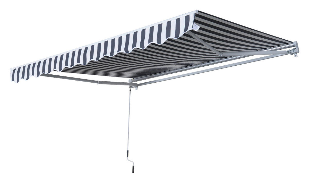 Outsunny Gelenkarmmarkise grau B/H/L: ca. 350x0,3x250 cm Gelenkarmmarkise - weiß/grau (250,00/350,00/0,30cm) - Outsunny