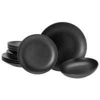 CreaTable Tafelservice Magic Black schwarz Steinzeug 12 tlg. Magic Black - schwarz - CreaTable