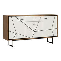 Sideboard Brolo Eiche Cleveland Nachbildung weiß Hochglanz schwarz B/H/T: ca. 167x90x40 cm Brolo - Eiche/weiß (167,00/90,00/40,00cm)