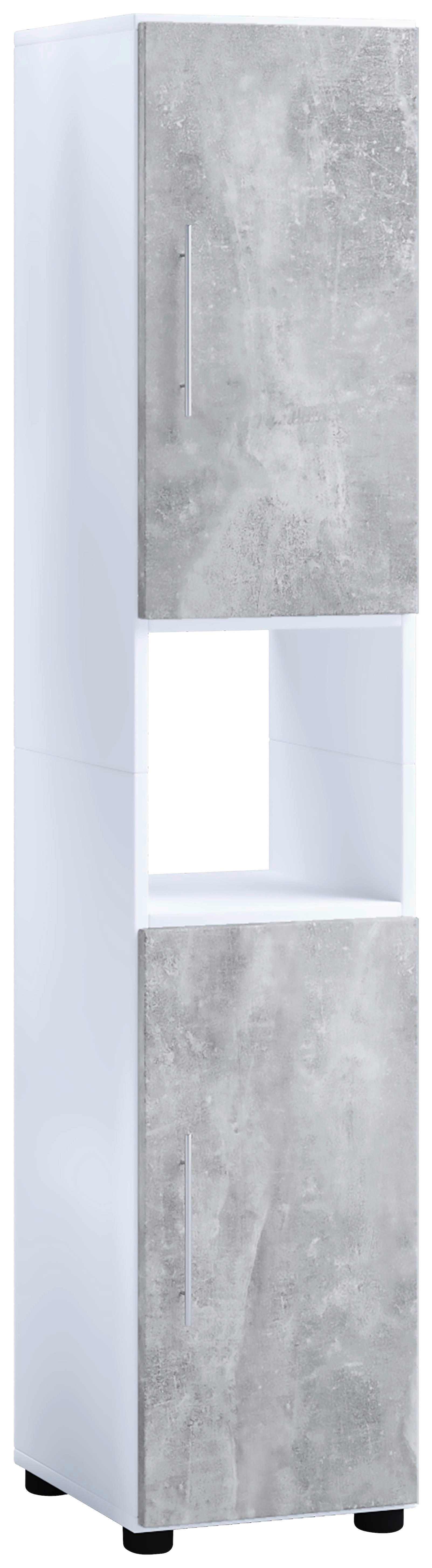Hochschrank Flandu Beton Optik weiß B/H/T: ca. 31x160x32 cm Flandu - Beton/weiß (31,00/160,00/32,00cm) - VCM Möbel
