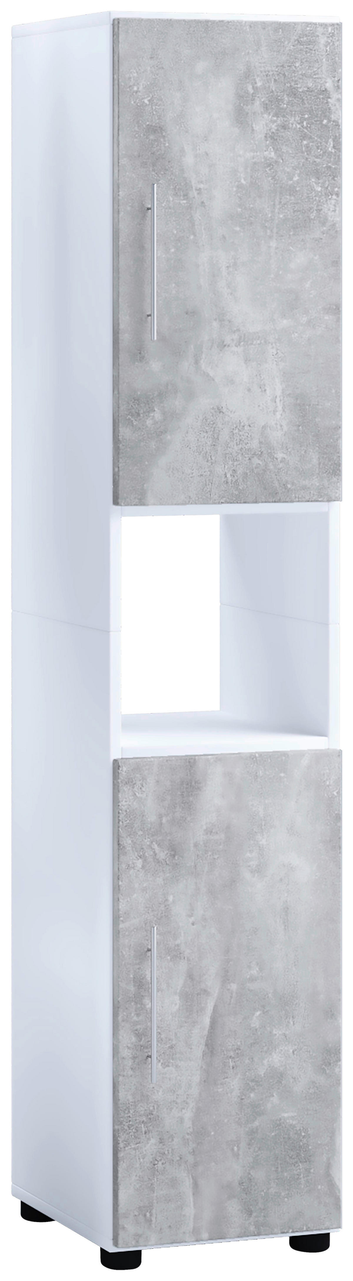 Hochschrank Flandu Beton Optik weiß B/H/T: ca. 31x160x32 cm Flandu - Beton/weiß (31,00/160,00/32,00cm) - VCM Möbel