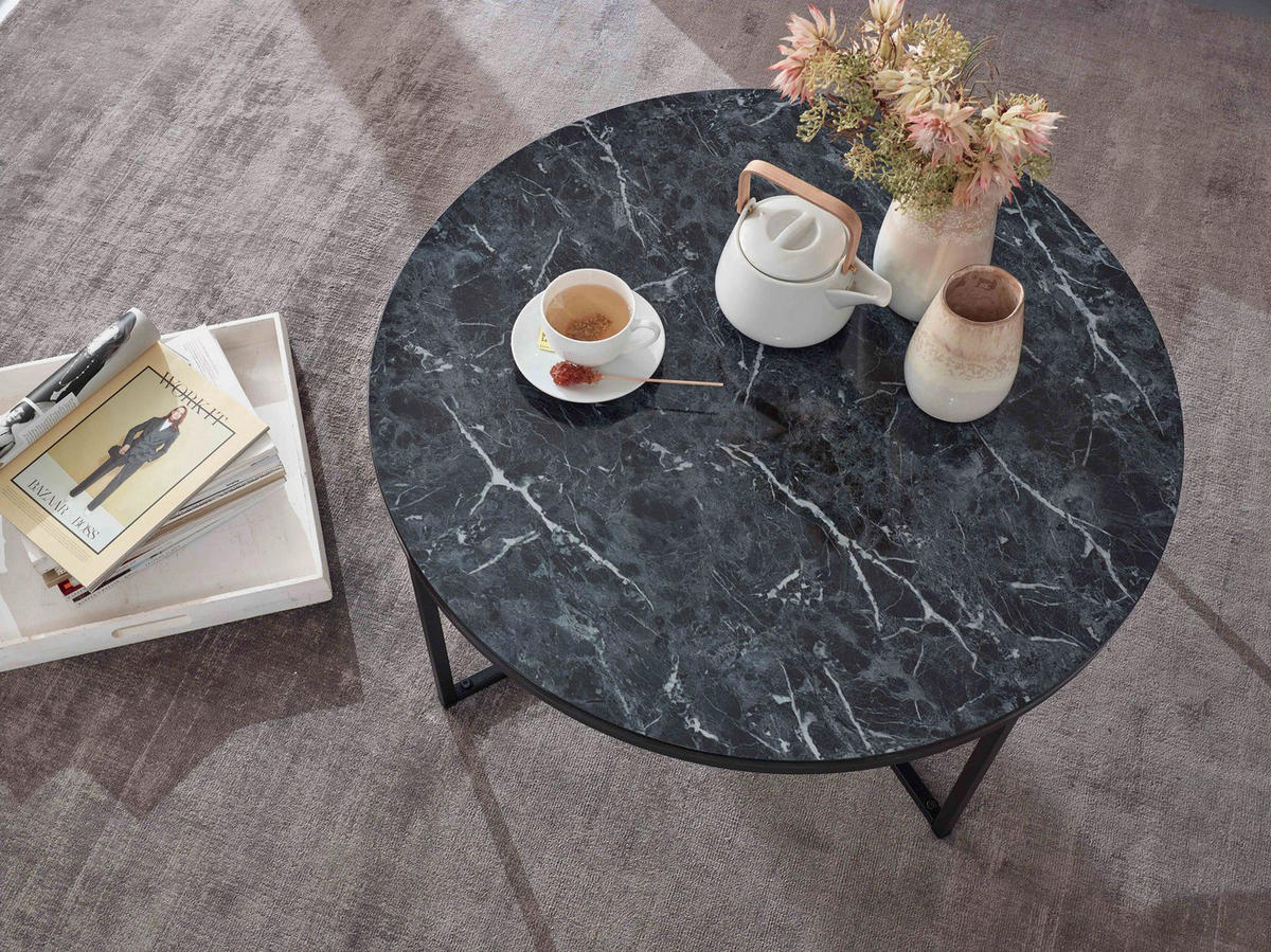 Couchtisch schwarz Marmor Optik schwarz B/H/T: ca. 80x35x80 cm Couchtisch - schwarz (80,00/35,00/80,00cm) - Wohnling