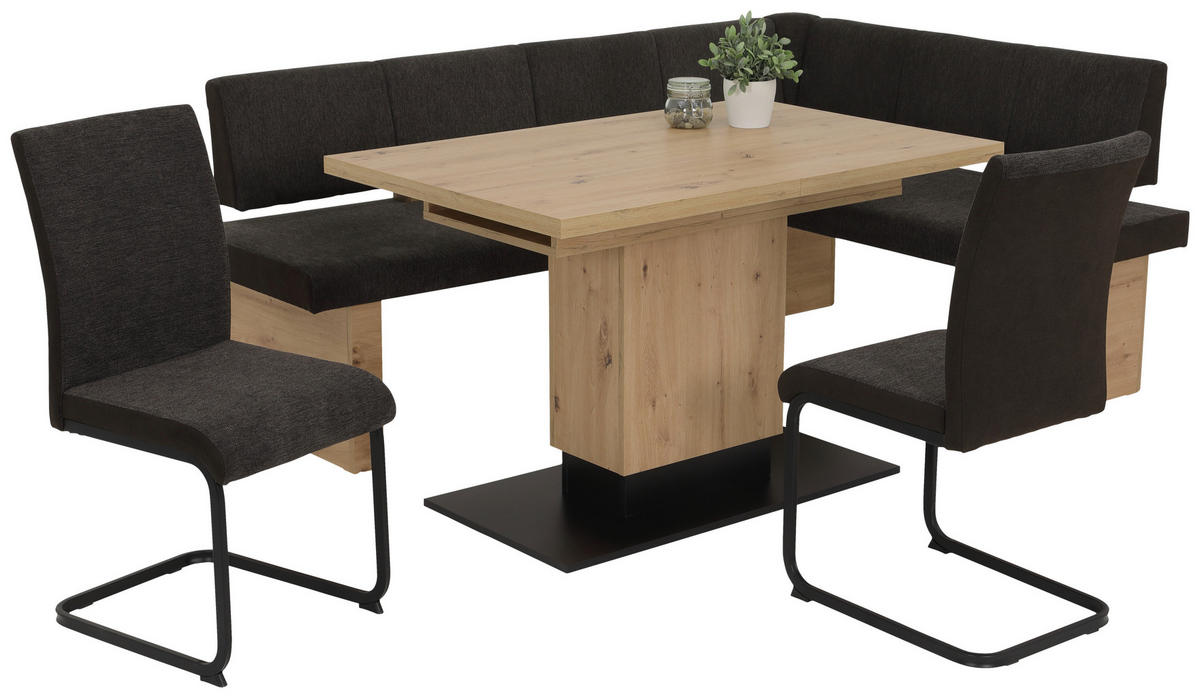 Stuhl 4er Set LINN braun schwarz Webstoff Metall B/H/T: ca. 43x92x52 cm 4er Set LINN - braun/schwarz (43,00/92,00/52,00cm) - Hela