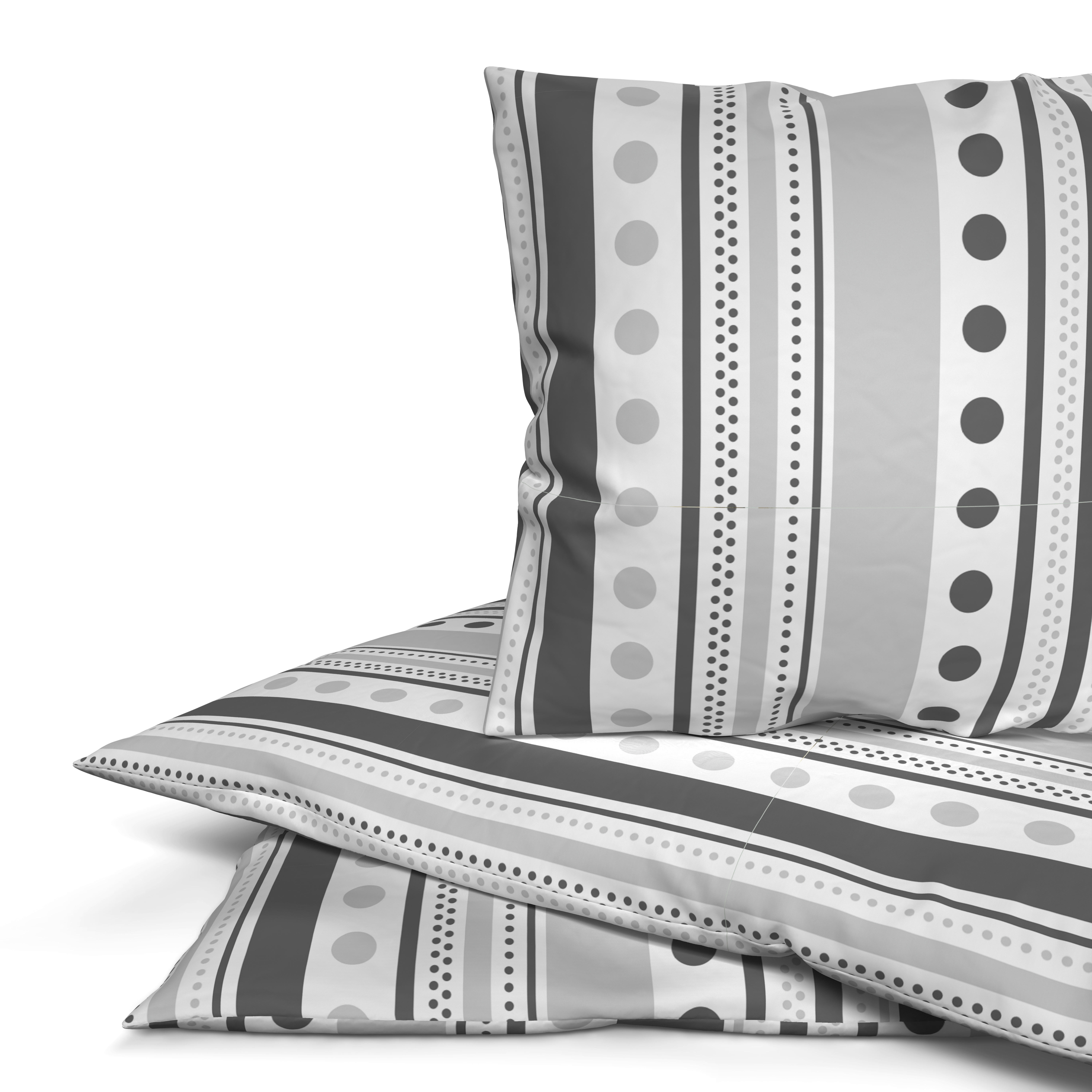 Microfaser Bettwäsche Bettwäsche_Microfaser Punktestreif. - hellgrau/weiß (135,00/200,00cm)