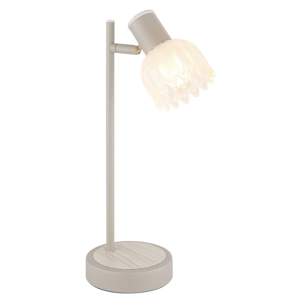 Thumbnail - GLOBO Tischleuchte sand Glas Metall B/H/L: ca. 13x36,5x13 cm E14 1 Brennstellen