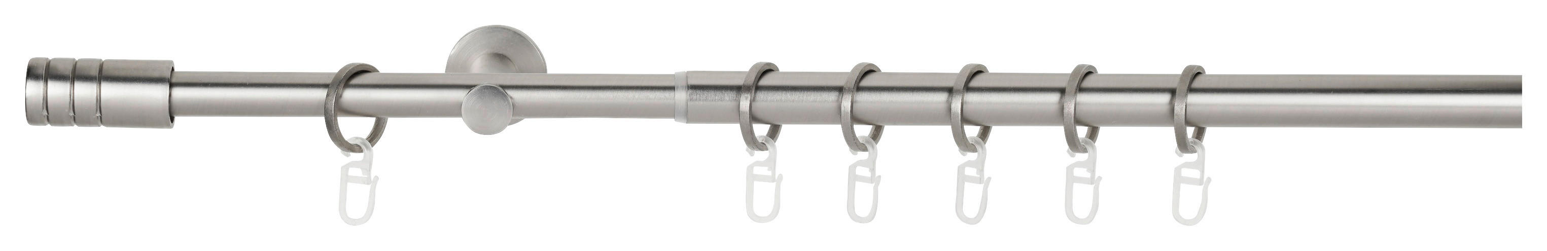 Gardinenstange Edelstahloptik Aluminium ausziehbar von ca. 120 bis 210 cm 1.0 Läufe Gardinenstange_Rillcube - Edelstahloptik