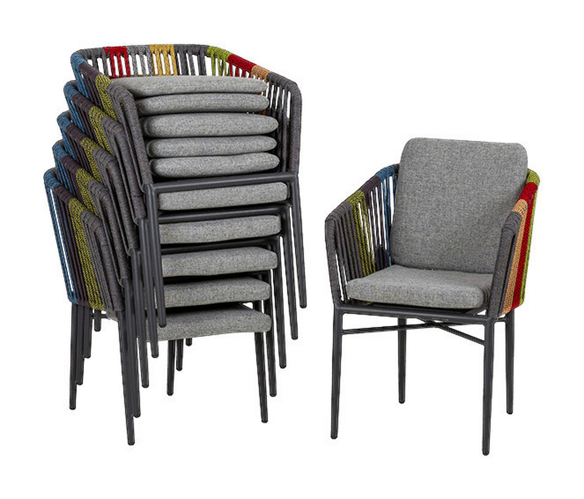 Acamp Gartenstuhl-Set Manhattan Colour anthrazit Aluminium B/H/T: ca. 61x61x81 cm Manhattan Colour - anthrazit/multicolor (61,00/61,00/81,00cm) - Acamp