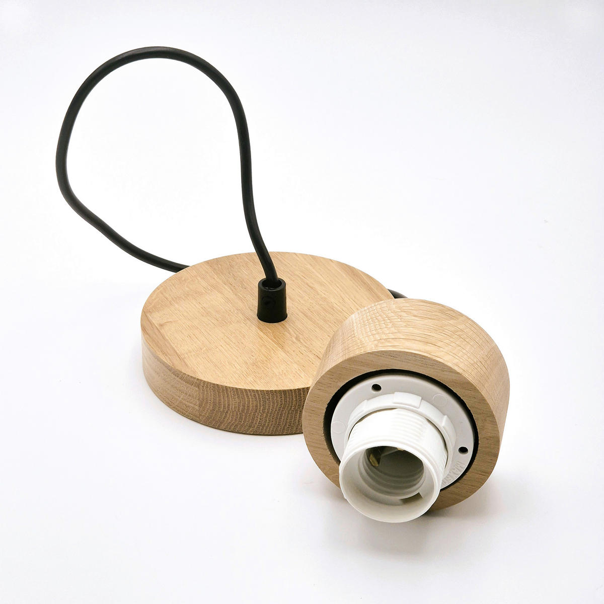 Lamkur Hängeleuchte Eiche weiß Glas Holz B/H/L: ca. 30x102x30 cm 1.0 Brennstellen HARMONY - Eiche/weiß (30,00/30,00/102,00cm) - Lamkur