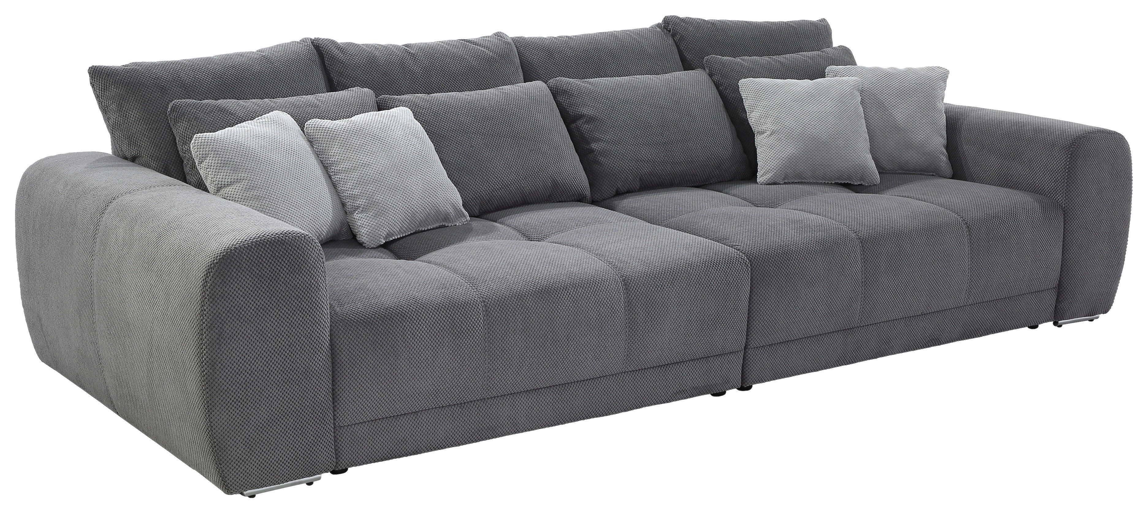 Big Sofa grau Velourstoff B/H/T: ca. 306x86x134 cm