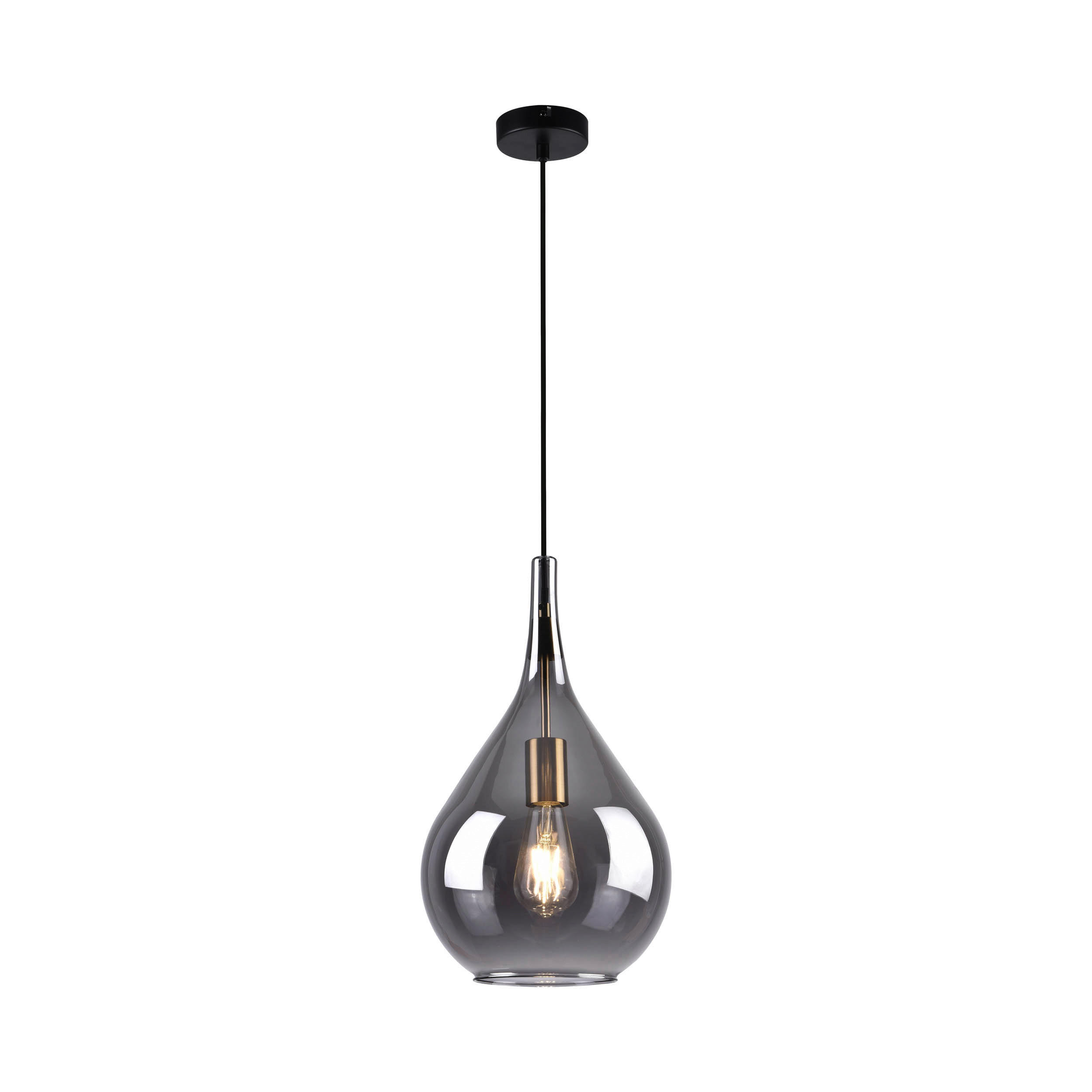 Näve Leuchten Pendelleuchte schwarz Metall Glas B/H/T/D: ca. 25x150x25x25 cm E27 1 Brennstellen GOTA - schwarz (25,00/150,00/25,00cm) - Näve Leuchten