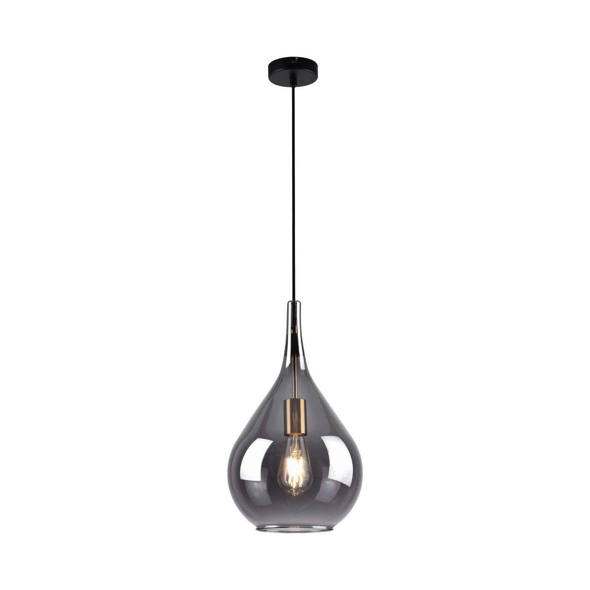 Näve Leuchten Pendelleuchte schwarz Metall Glas B/H/T/D: ca. 25x150x25x25 cm E27 1 Brennstellen GOTA - schwarz (25,00/150,00/25,00cm) - Näve Leuchten