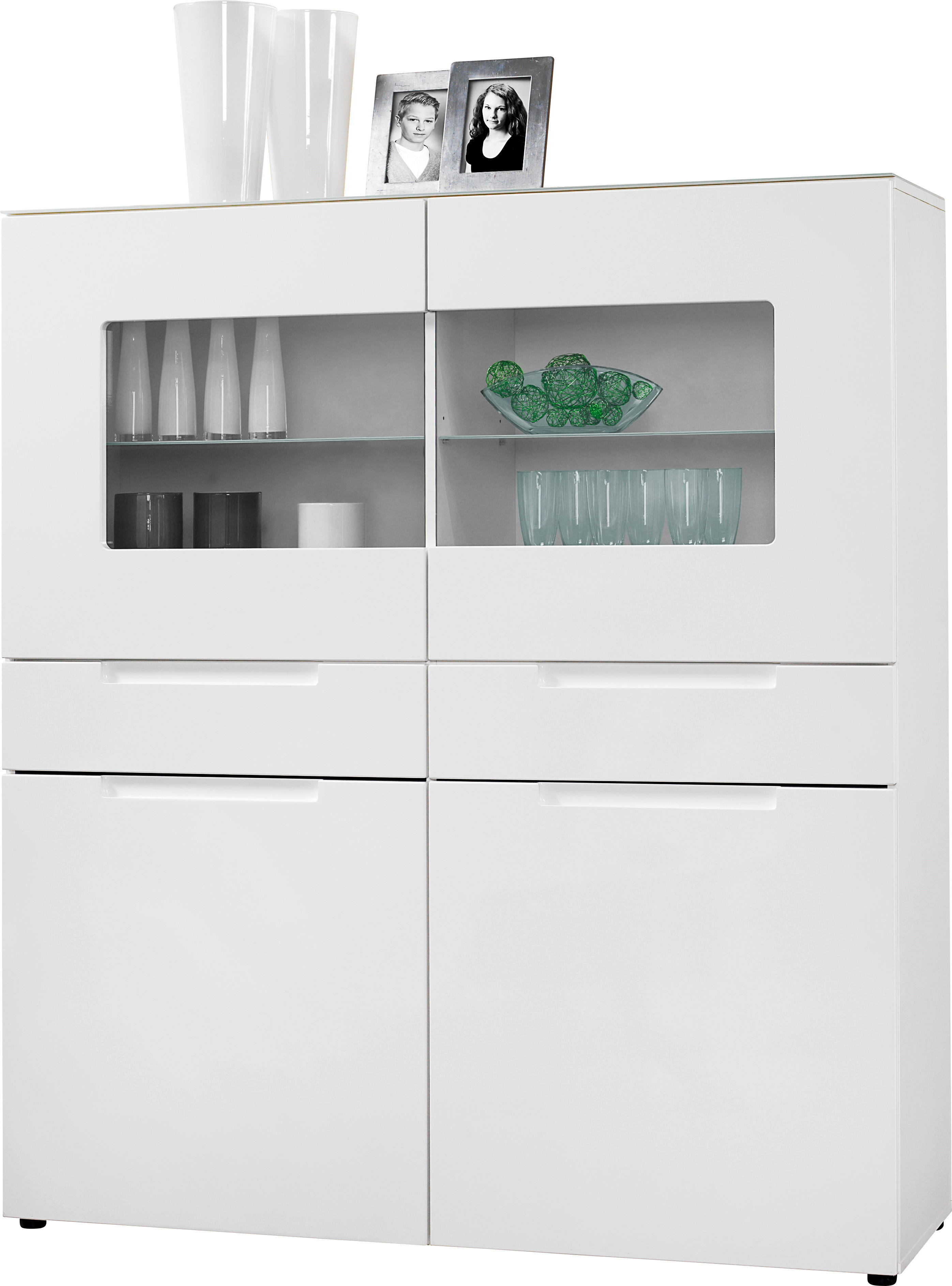 Highboard Mailand weiß Hochglanz B/H/T: ca. 128x147x40 cm Mailand - weiß (128,00/147,00/40,00cm)
