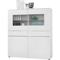 Highboard Mailand weiß Hochglanz B/H/T: ca. 128x147x40 cm Mailand - weiß (128,00/147,00/40,00cm)