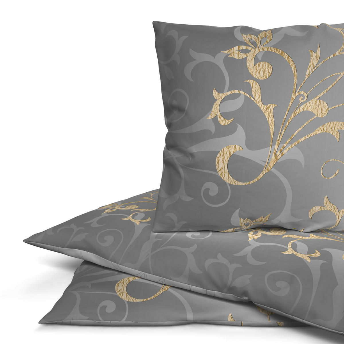Baumwoll Bettwäsche Renforce Bettwäsche_Renforce Ritana 135x200 - gold/grau (135,00/200,00cm) - beau rêve