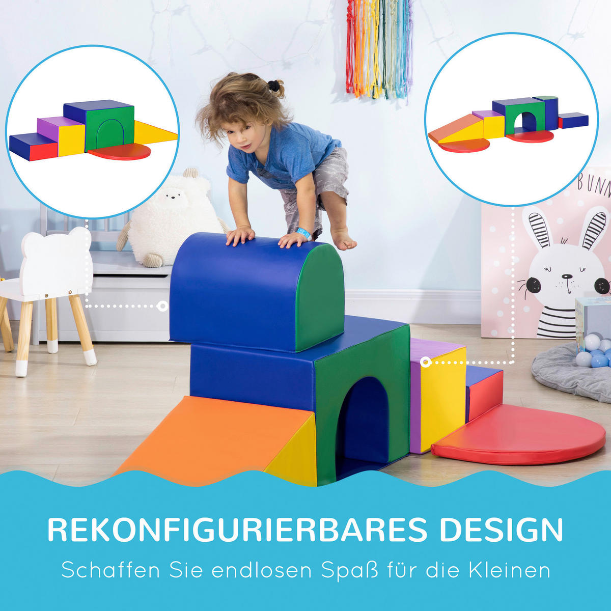 HOMCOM Bausteinset B/H/L: ca. 130x40x170 cm Bausteinset - multicolor (170,00/130,00/40,00cm) - HOMCOM