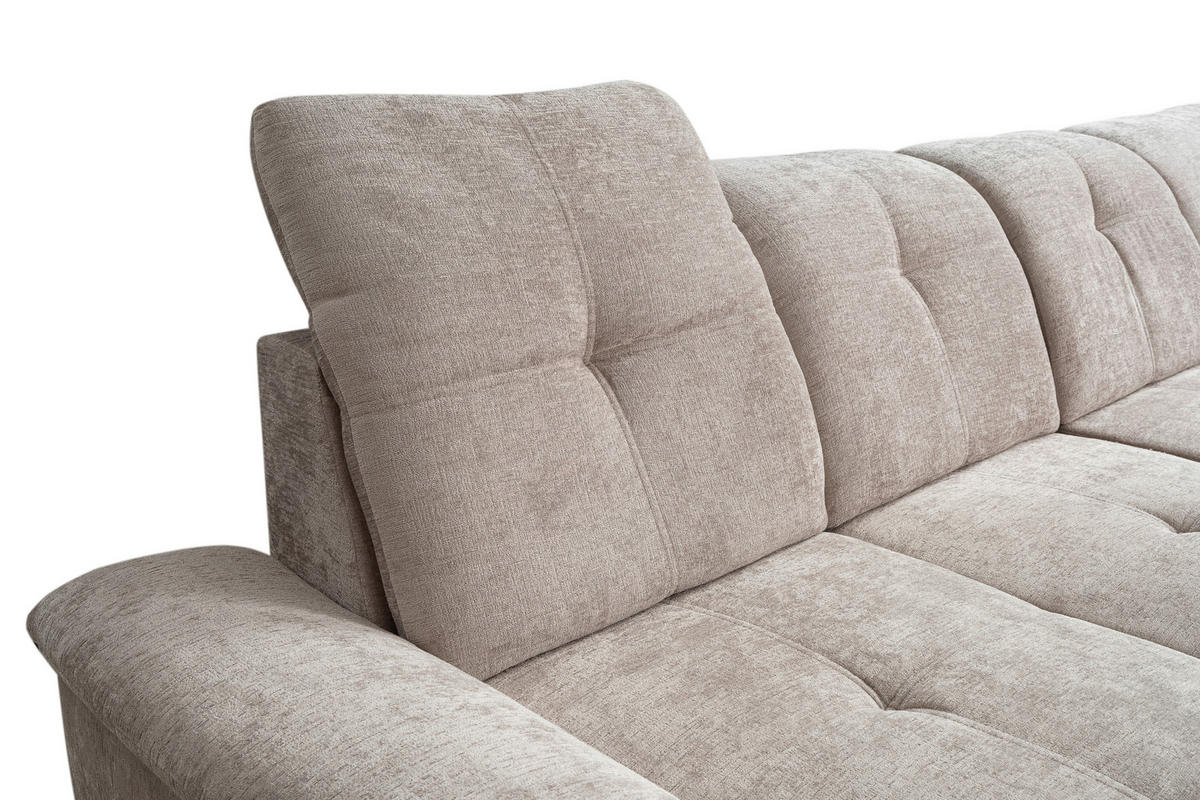 Wohnlandschaft Kendo beige Microfaser B/H/T: ca. 337x105x172 cm Kendo - beige/Chrom (337,00/105,00/172,00cm)