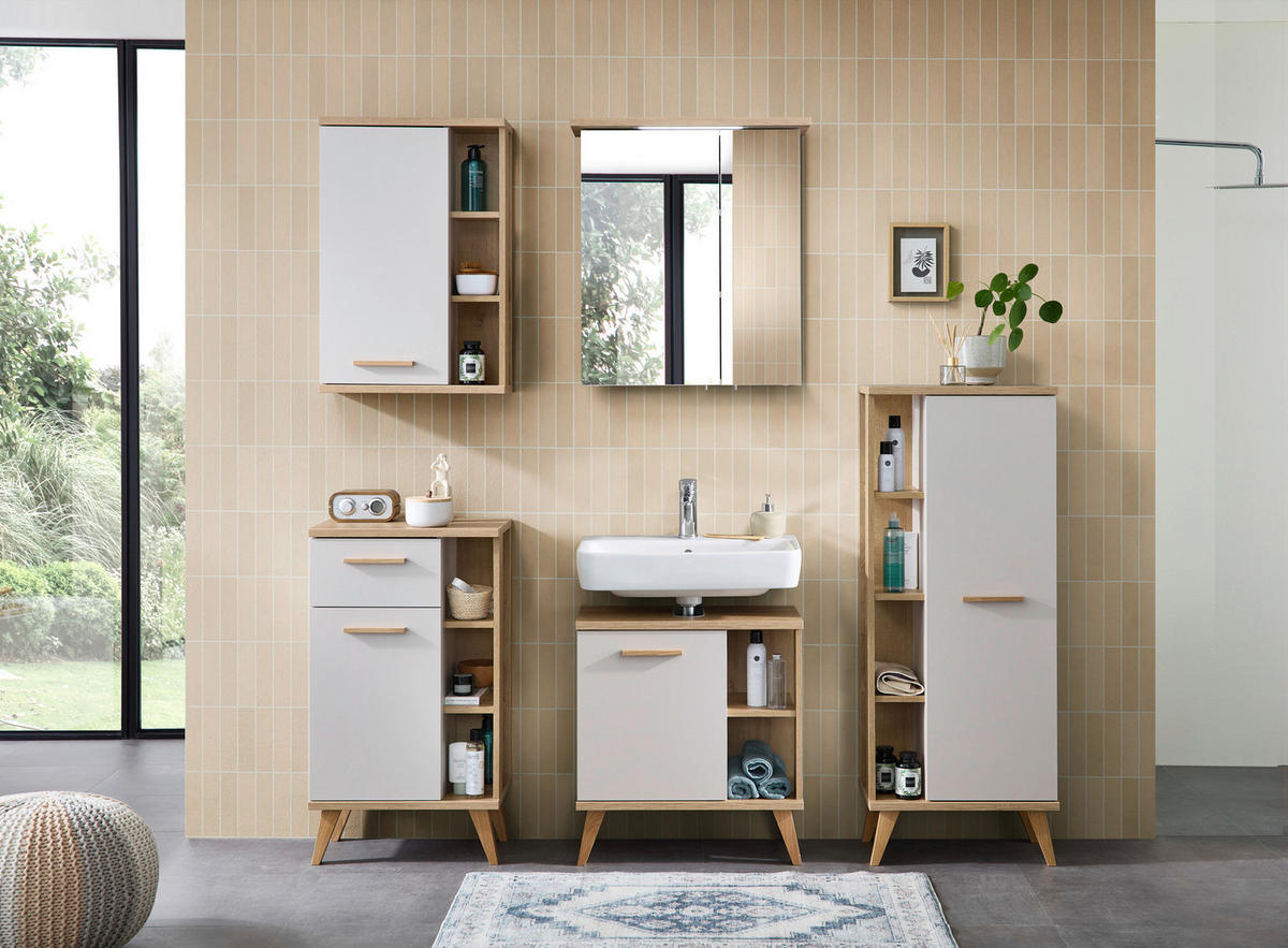 Spiegelschrank Quickset 966 Rivera Eiche Nachbildung creme B/H/T: ca. 60x72x20 cm Quickset 966 - creme/Rivera Eiche (60,00/72,00/20,00cm)