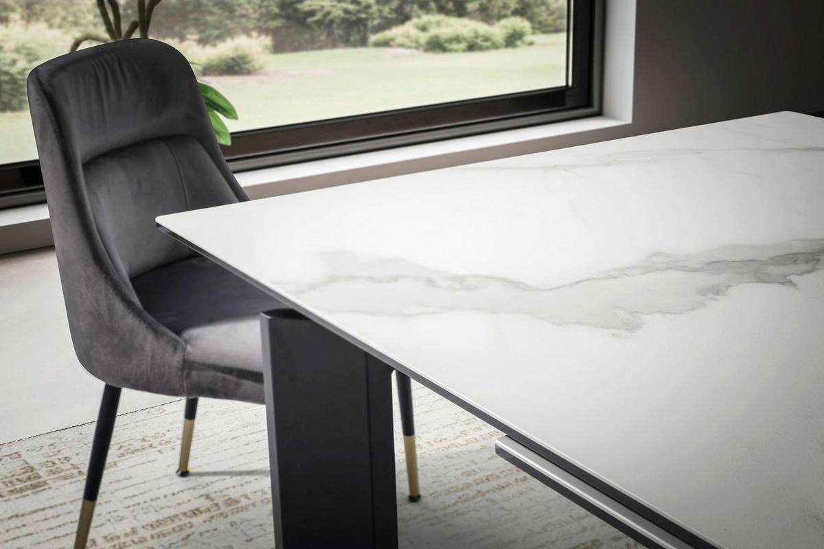 Esstisch weiß Marmor Optik B/H/T: ca. 180x77x95 cm Esstisch - weiß (180,00/77,00/95,00cm) - Wohnling