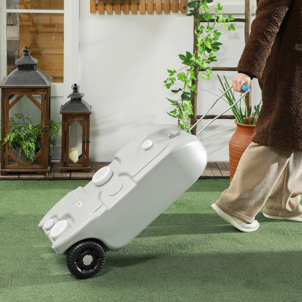 Outsunny Abwasser Rolltank B/H/L: ca. 23x80x37 cm Abwasser Rolltank 40l - grau (37,00/23,00/80,00cm) - Outsunny