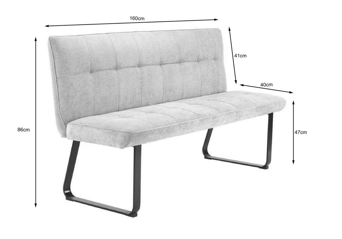 Bank TALEA hellgrau schwarz B/H/T: ca. 160x92x59 cm TALEA - hellgrau/schwarz (160,00/92,00/59,00cm) - byLIVING