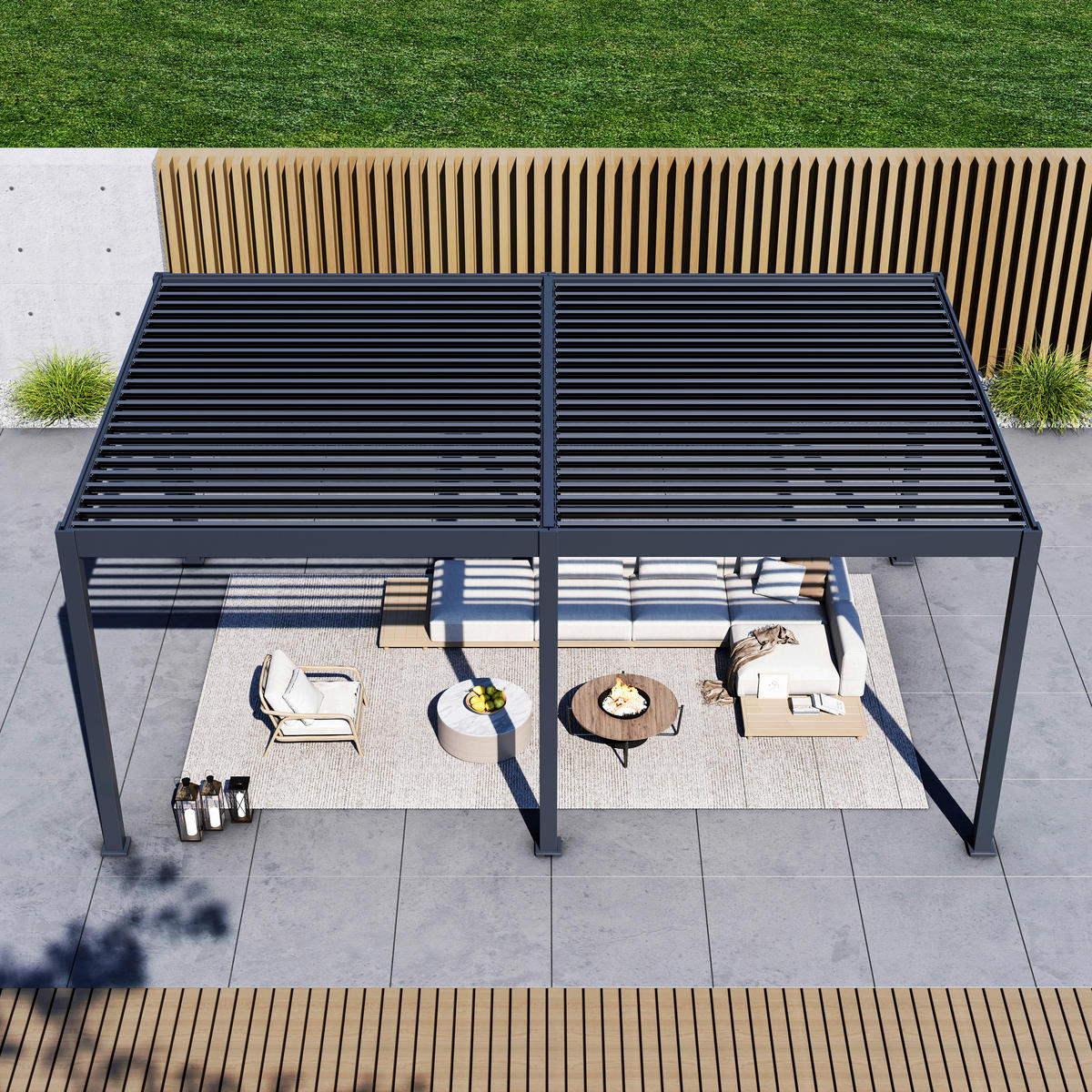 Paragon Outdoor Pergola Grand Tuscan anthrazit Aluminium B/H/L: ca. 599x256x370 cm Grand Tuscan - anthrazit (370,00/599,00/256,00cm) - Paragon Outdoor