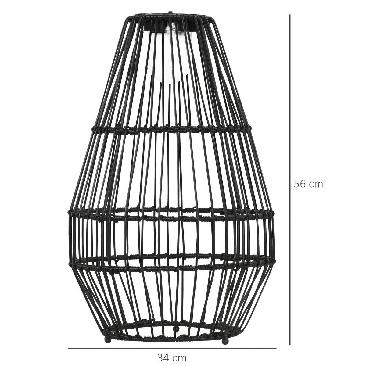 Solarleuchte 867-125V00BK schwarz Edelstahl Polypropylen Polyrattan B/H/L: ca. 34x34x56 cm Solarlampe - schwarz (56,00/34,00/34,00cm) - Outsunny