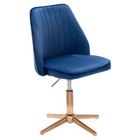 Drehstuhl blau Samt Eisen Drehstuhl - blau (47,00/100,00/46,00cm) - Wohnling