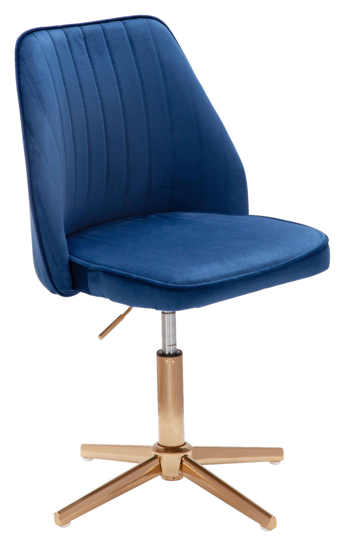 Drehstuhl blau Samt Eisen Drehstuhl - blau (47,00/100,00/46,00cm) - Wohnling