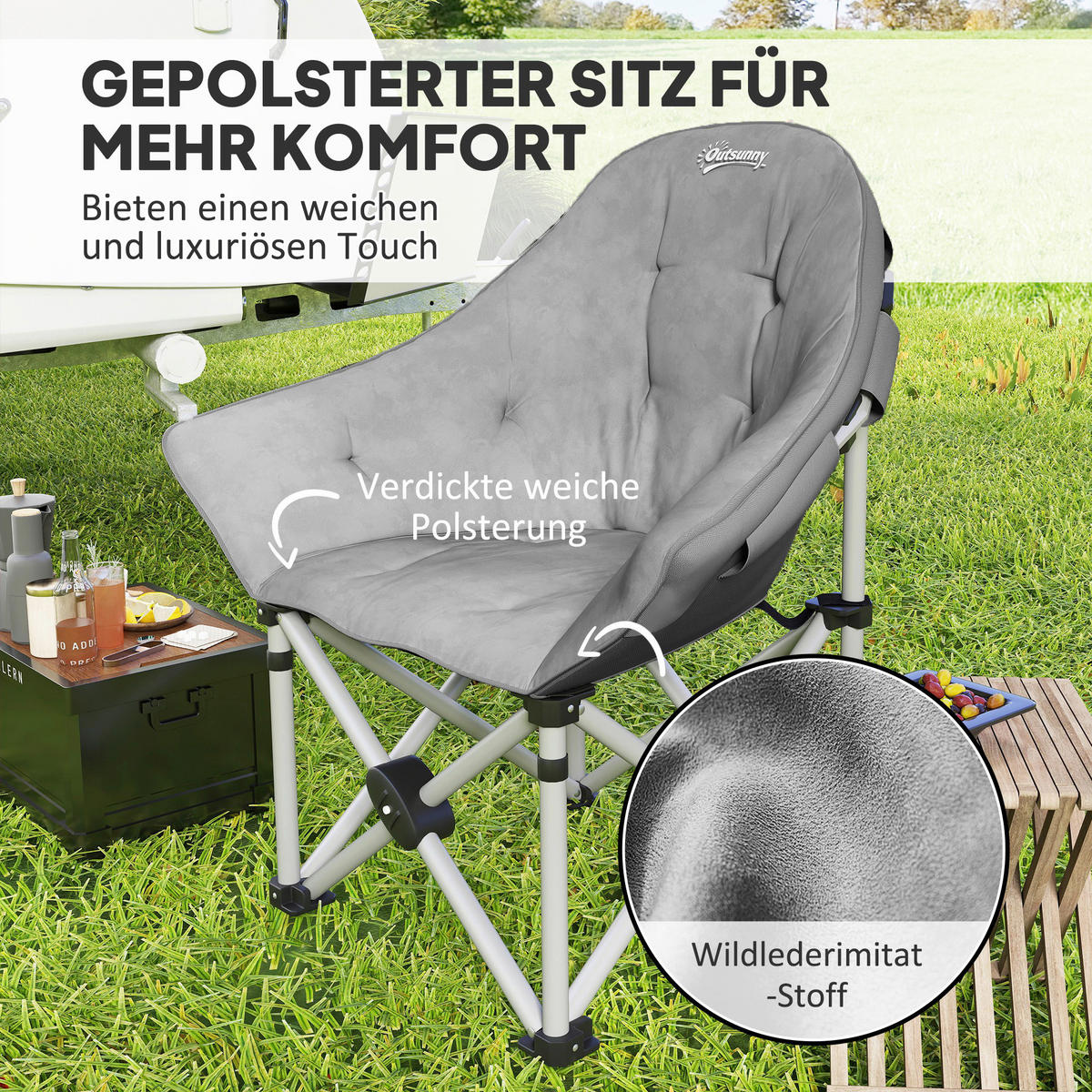 Outsunny Campingstuhl dunkelgrau Metall B/H/L: ca. 63x100x90 cm Campingstuhl - dunkelgrau (90,00/63,00/100,00cm) - Outsunny