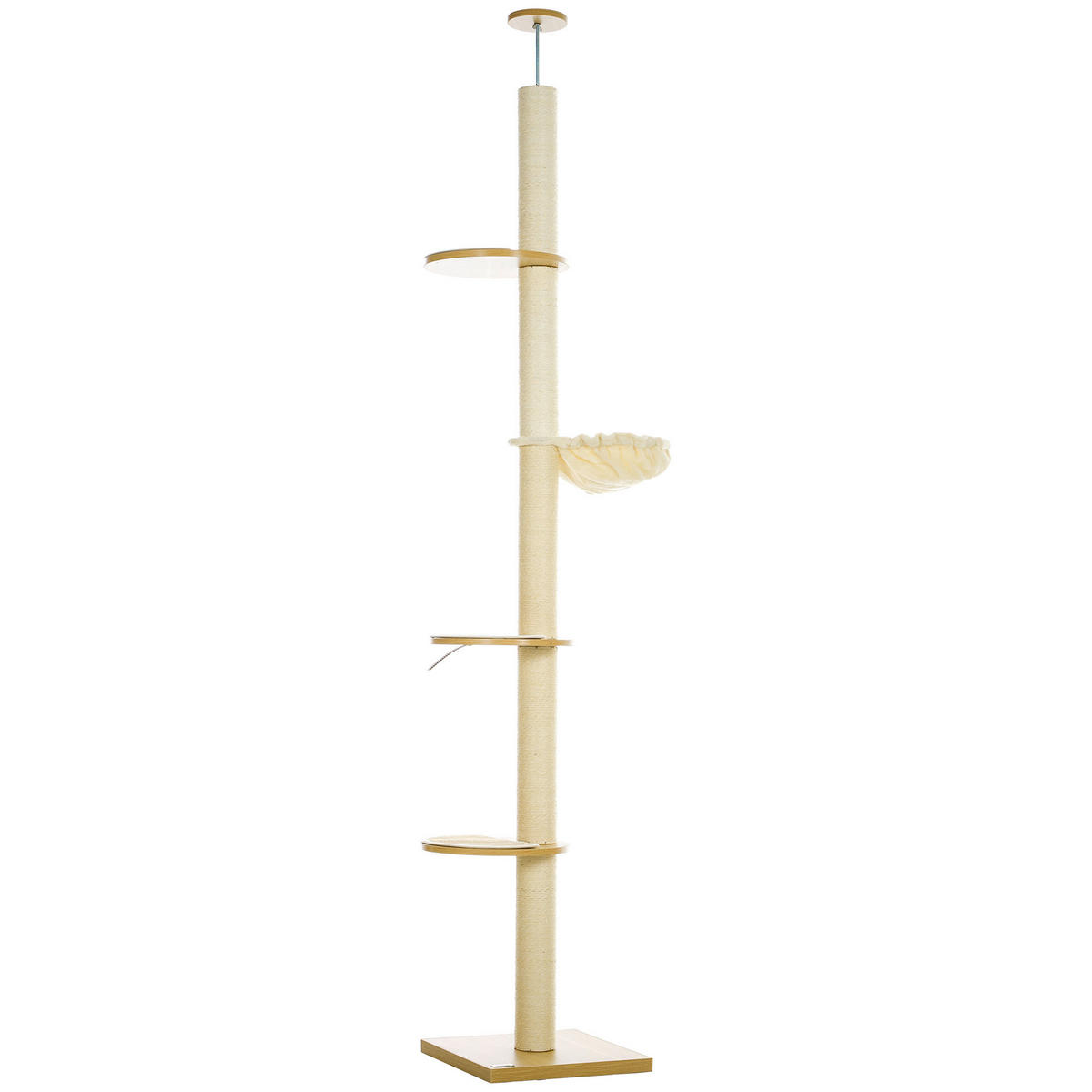 PawHut Kratzbaum Eiche Polyester B/H/L: ca. 40x250x40 cm Kratzbaum - Eiche/cremeweiß (40,00/40,00/250,00cm) - PawHut