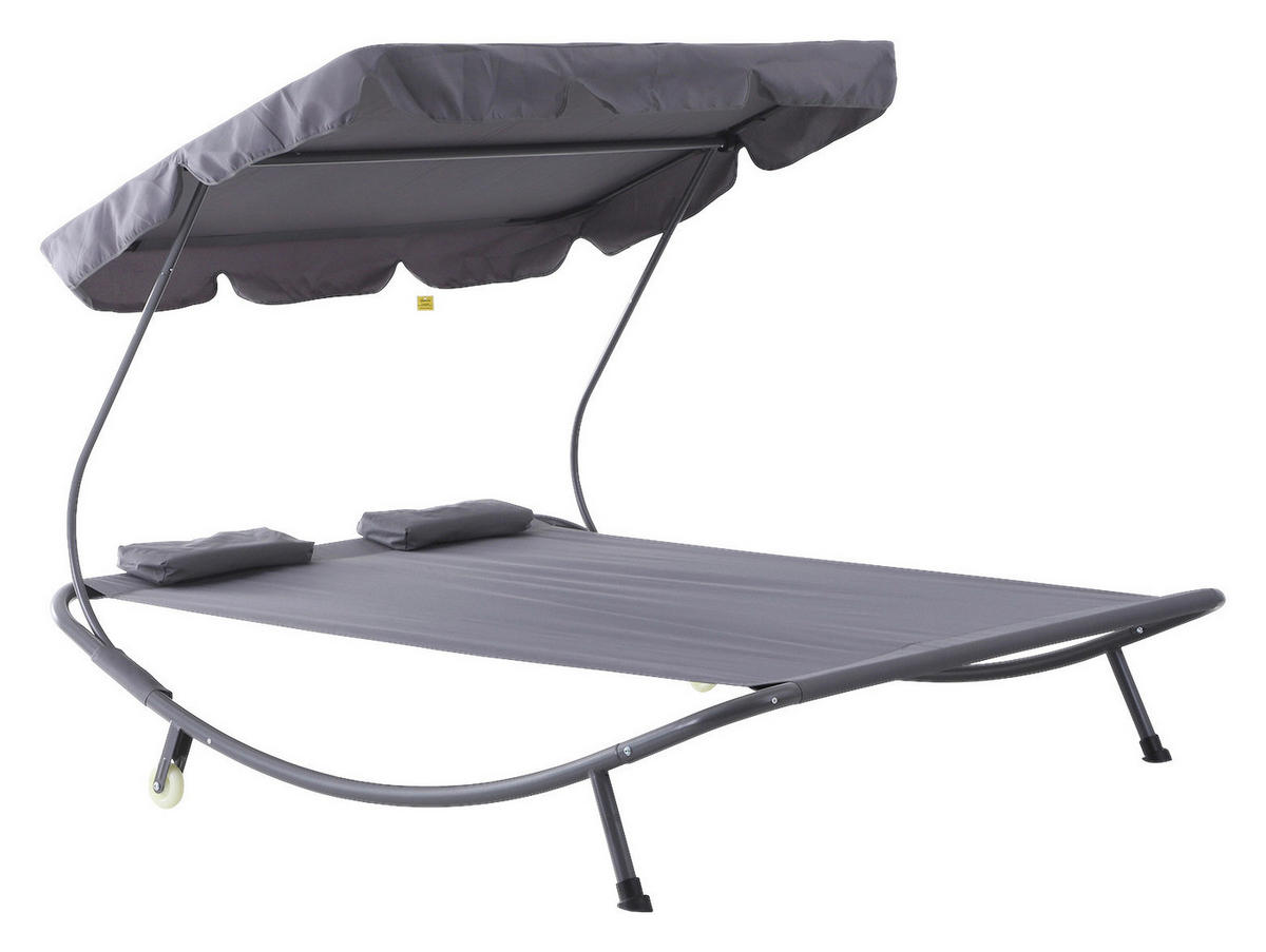 Outsunny Doppelliege grau Stahl B/H/L: ca. 170x134x200 cm Doppelliege_mit_Dach - grau (200,00/170,00/134,00cm) - Outsunny