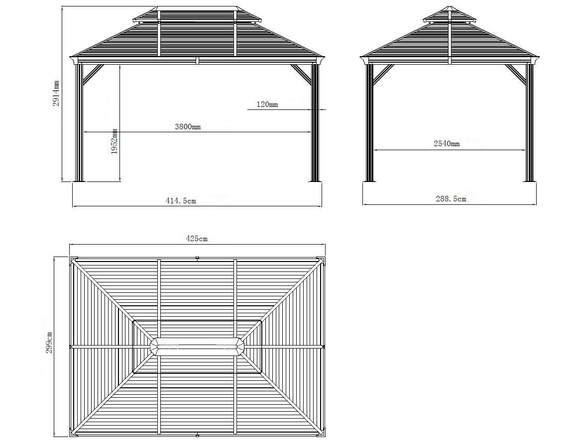 Sojag Pavillon Mykonos edles Basaltgrau Metall B/H/L: ca. 425x291x299 cm Mykonos - edles Basaltgrau (299,00/425,00/291,00cm) - Sojag