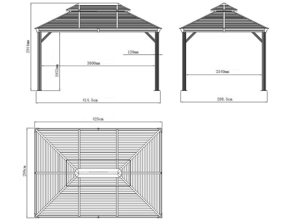Sojag Pavillon Mykonos edles Basaltgrau Metall B/H/L: ca. 425x291x299 cm Mykonos - edles Basaltgrau (299,00/425,00/291,00cm) - Sojag
