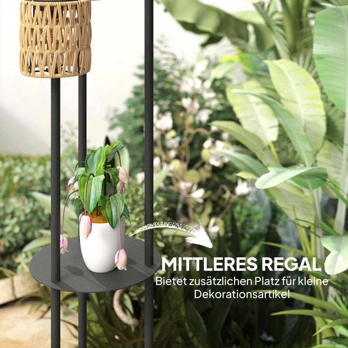 Outsunny Stehlampe gelb Rattan Stahl B/H/L: ca. 37x144x37 cm Rattan Stehlampe - gelb (37,00/37,00/144,00cm) - Outsunny