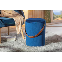 Inter Link Hocker Papua blau MDF Samtoptik B/H/T: ca. 35x45x35 cm Papua - blau (35,00/45,00/35,00cm) - Inter Link