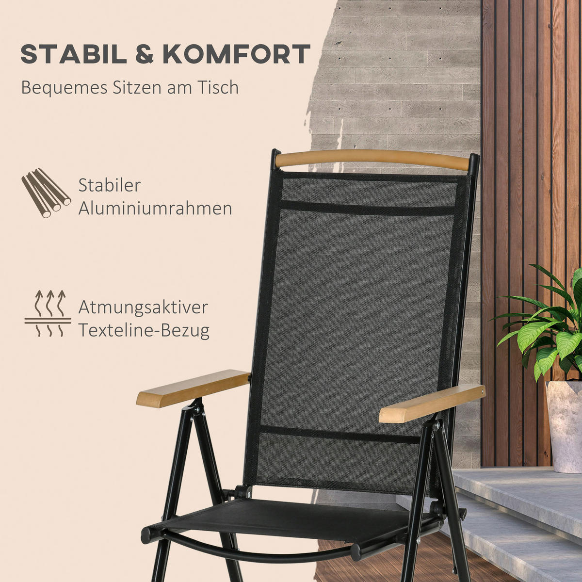 Outsunny Gartensitzgruppe schwarz Aluminium B/H/L: ca. 90x74x140 cm Gartensitzgruppe - schwarz (140,00/90,00/74,00cm) - Outsunny