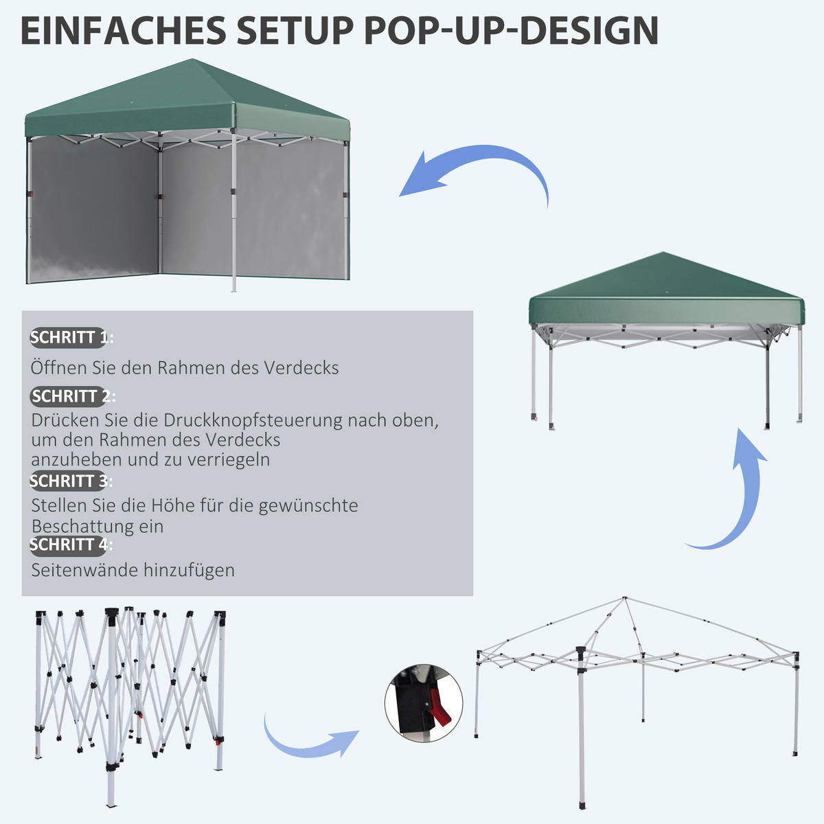 Outsunny Pavillon grün Polyester B/H/L: ca. 297x288x297 cm Pavillon - grün (297,00/297,00/288,00cm) - Outsunny