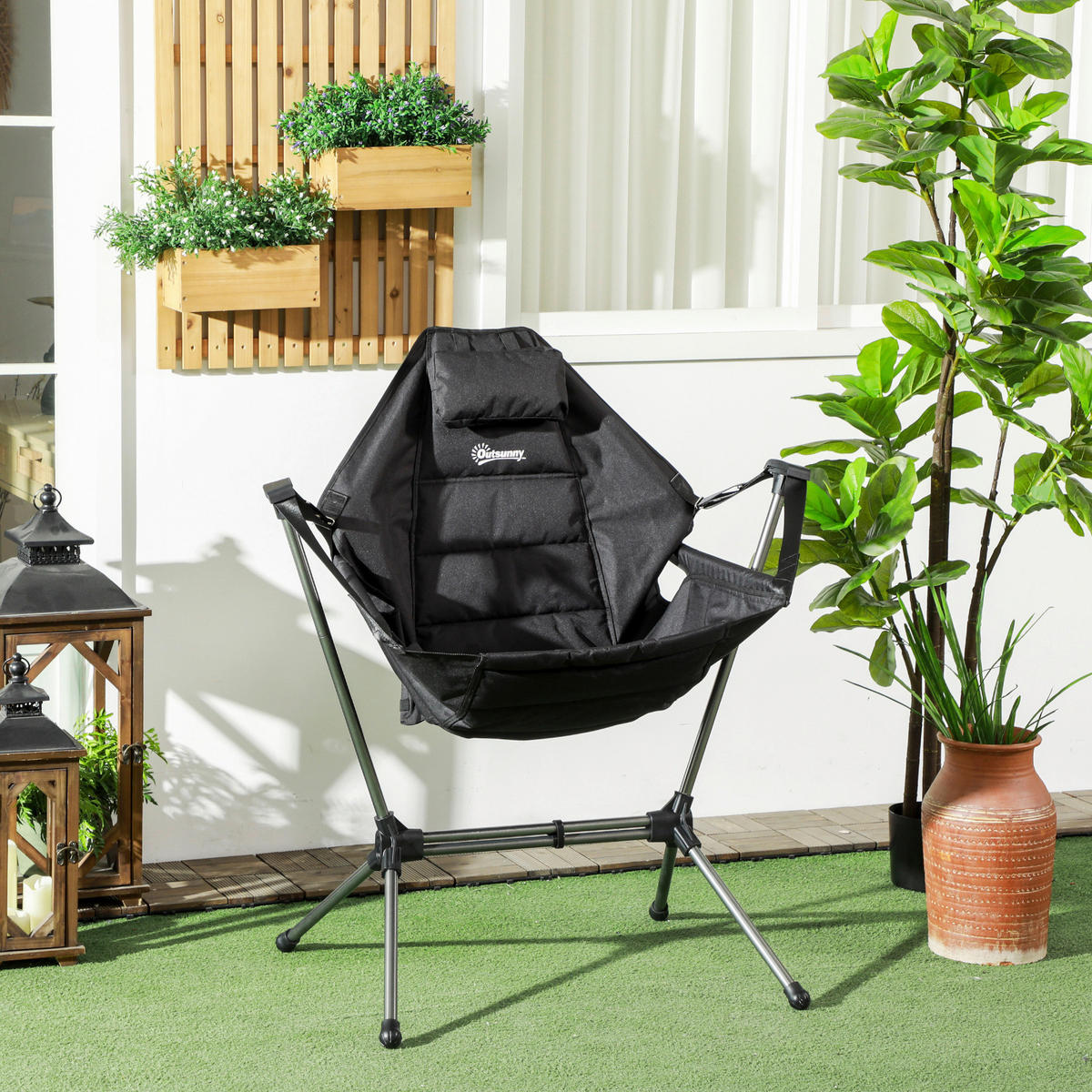 Outsunny Hängematte Campingstuhl B/H/L: ca. 100x101x54 cm Hängematte Campingstuhl - schwarz (54,00/100,00/101,00cm) - Outsunny