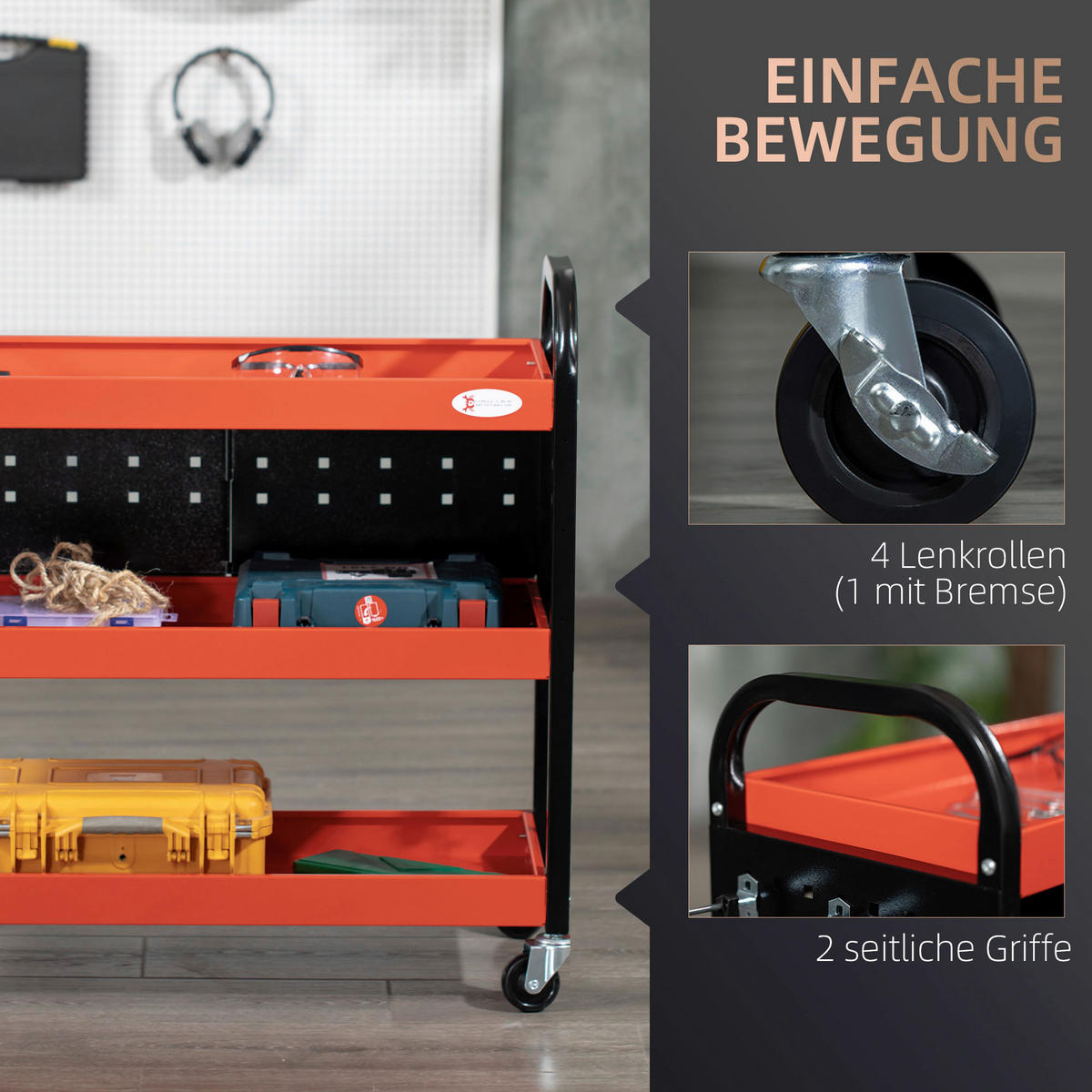 Werkstatt-Zubehör rot B/H/L: ca. 35x75x80 cm Werkstatt-Rollwagen - rot (80,00/35,00/75,00cm) - DURHAND