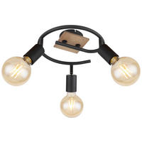 GLOBO Spotleuchte braun schwarz Metall Holz H/D: ca. 14x25 cm E27 3 Brennstellen MARTHA - braun/schwarz (25,00/14,00cm) - GLOBO