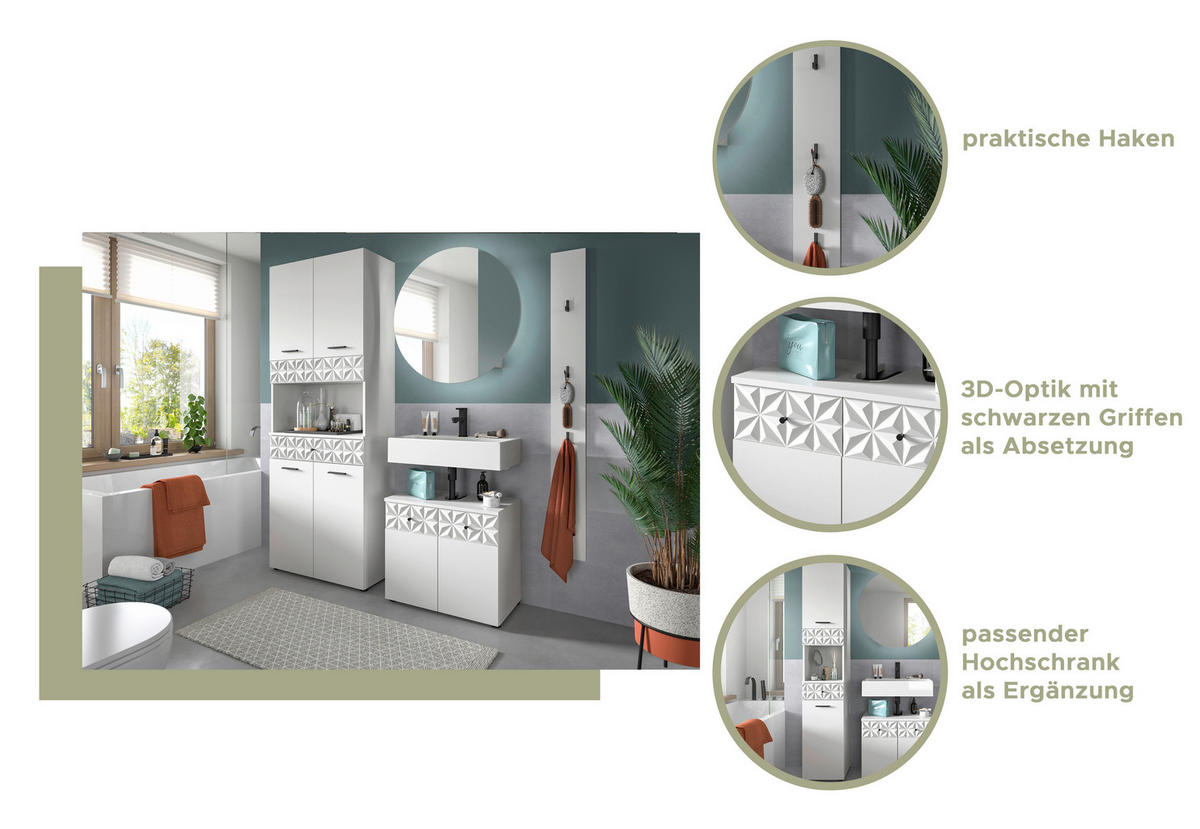 Badezimmer-Set Prisma weiß B/H/T: ca. 110x187x37 cm Prisma - weiß (110,00/187,00/37,00cm) - xonox.home