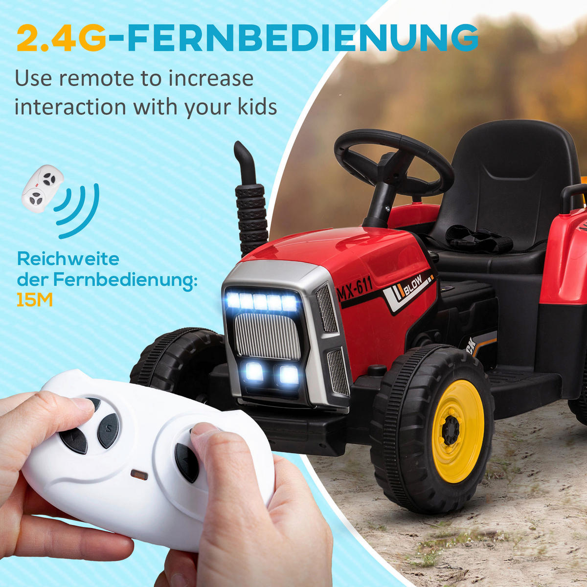 HOMCOM Kinderauto rot B/H/L: ca. 50x136,5x52,5 cm Kinderfahrzeuge - rot (52,50/50,00/136,50cm) - HOMCOM
