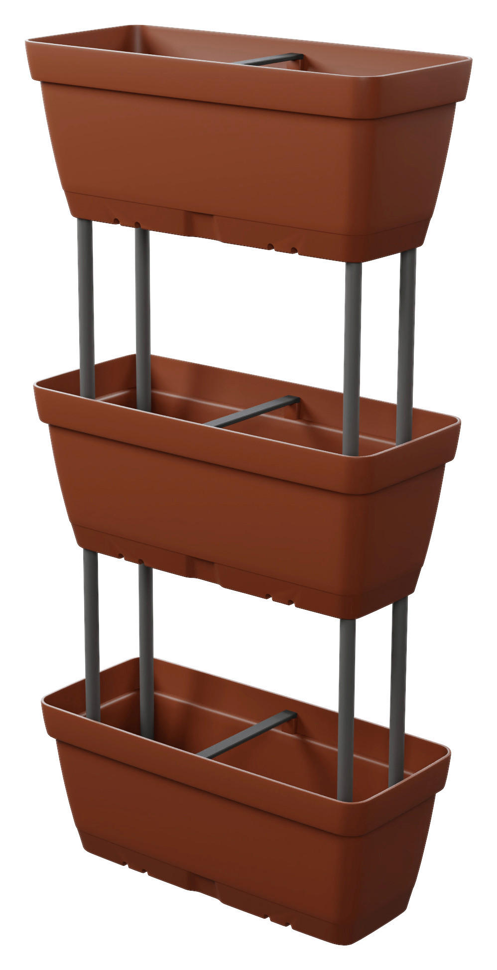 Lolego Veg Pflanzständer braun Polypropylen B/H/L: ca. 17x32x50 cm Pflanzständer_3-stufig vertikal - braun (50,00/17,00/32,00cm) - Lolego Veg